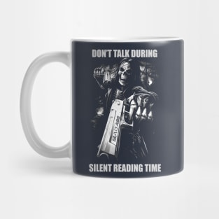 Dont Talk During Silent Reading Time | Hard Skeleton | Evil Skeleton Meme | Unisex Mug